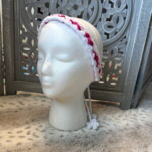 White berry pink crochet beaded style headband floral festival boho wanderlust